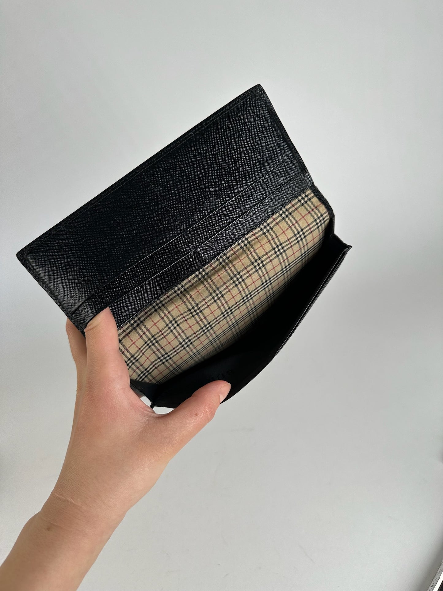 Vintage Burberry Leather ID holder black