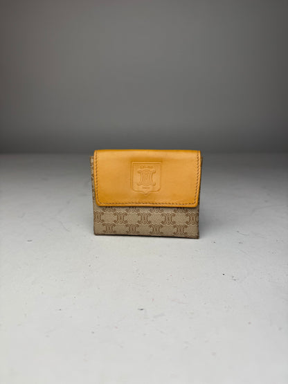 Vintage Celine Paris Leather Purse beige Yellow