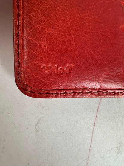 Vintage Chloe Leather Wallet / Card Holder Red