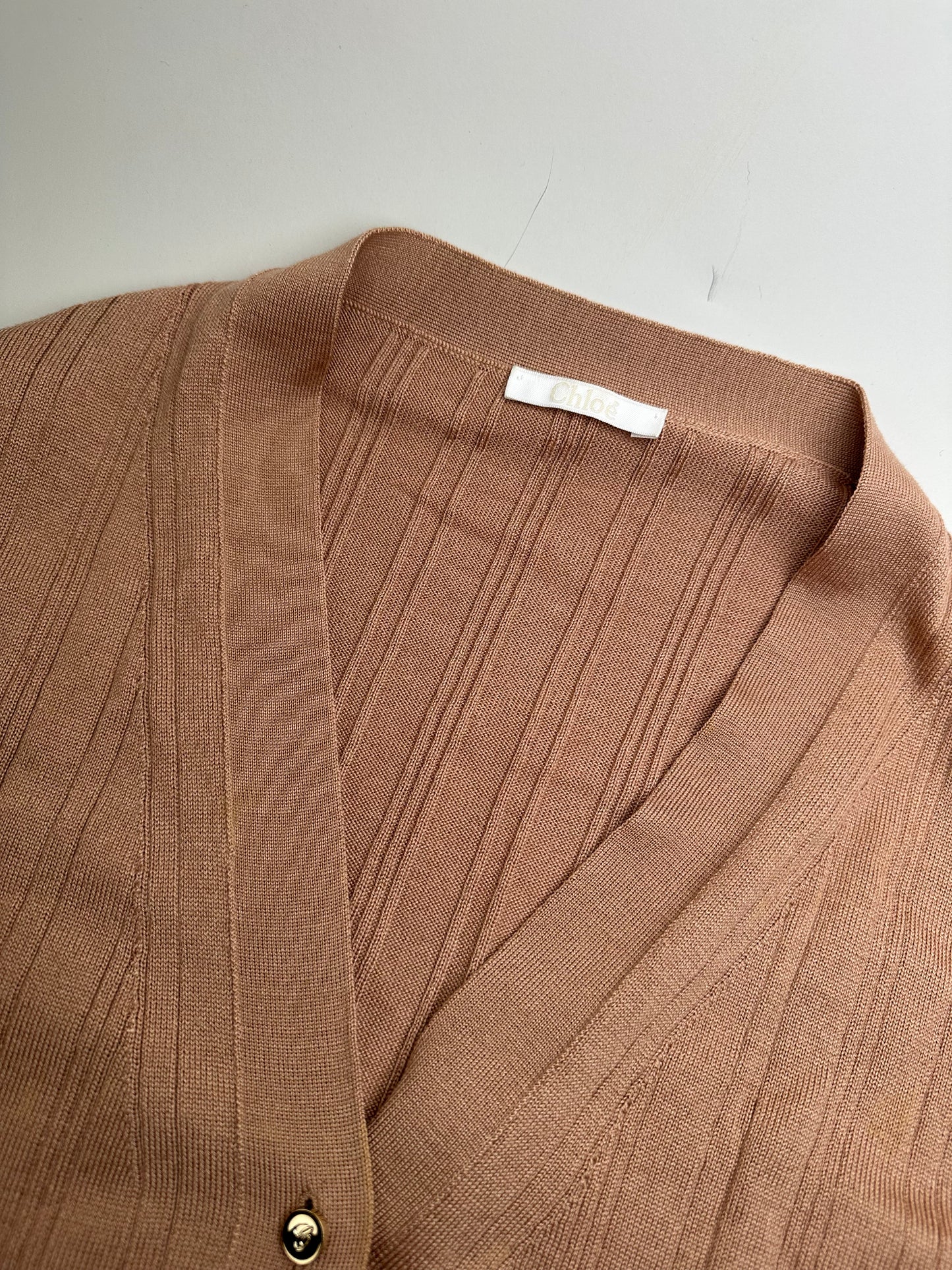 Vintage Chloé Viscose Knit Cardigan Soft Pink XXL