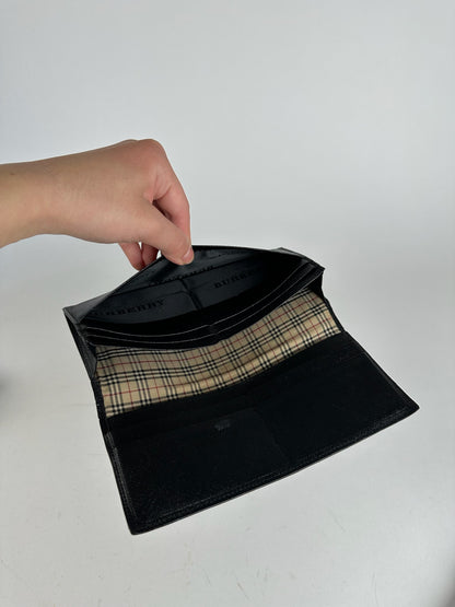 Vintage Burberry Leather ID holder black