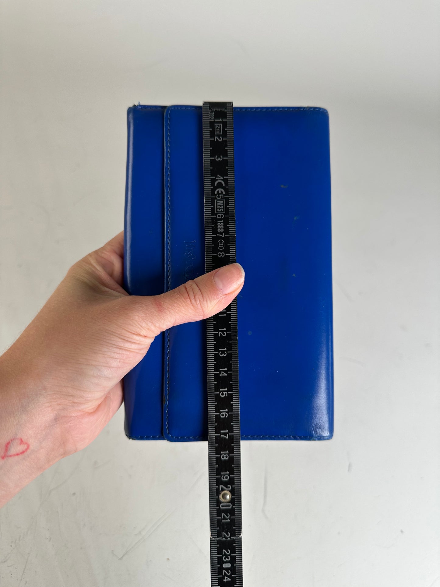 Vintage Yves Saint Laurent Leather Wallet Blue Gold-tone Snap