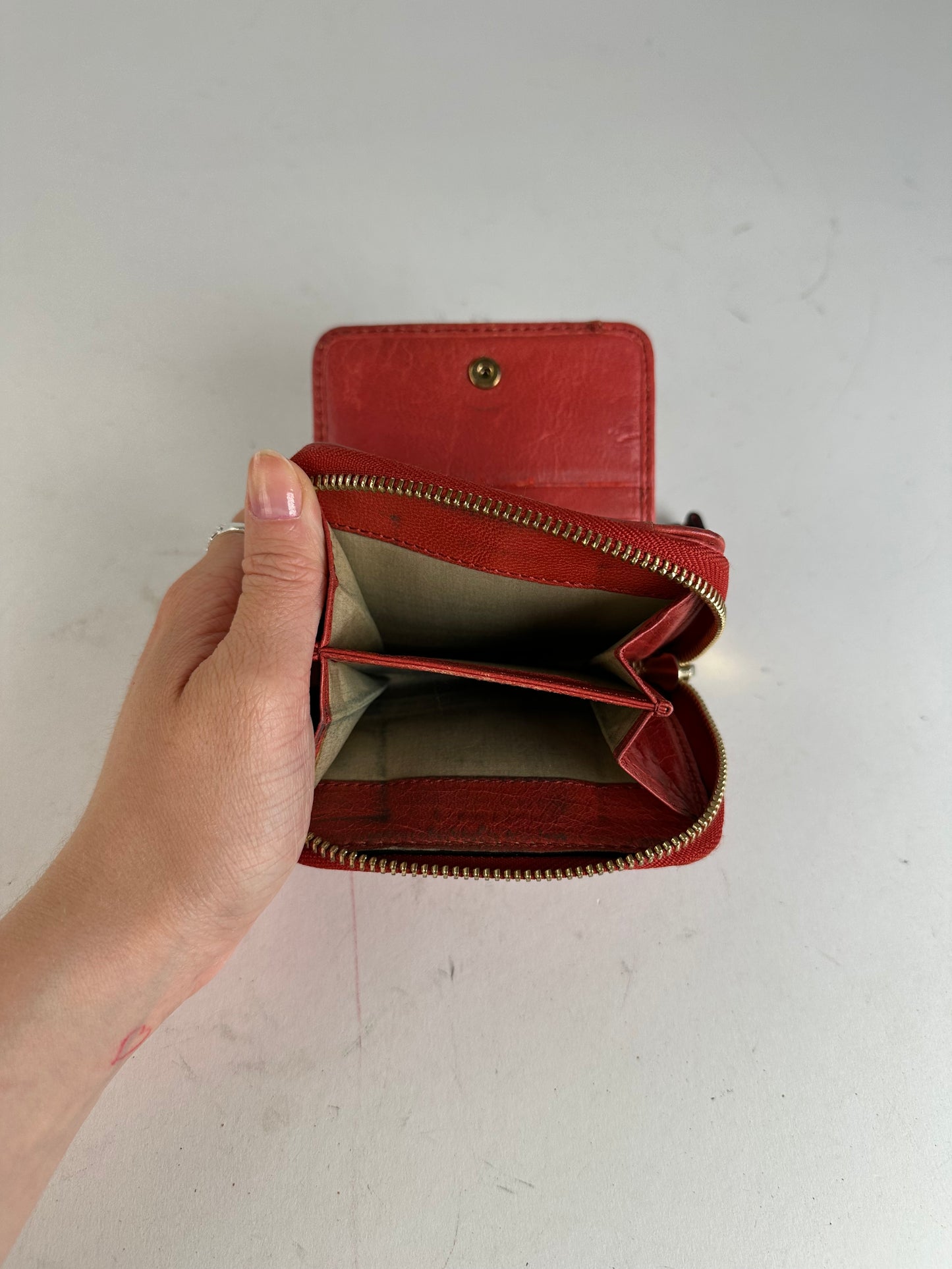 Vintage Chloe Leather Wallet / Card Holder Red