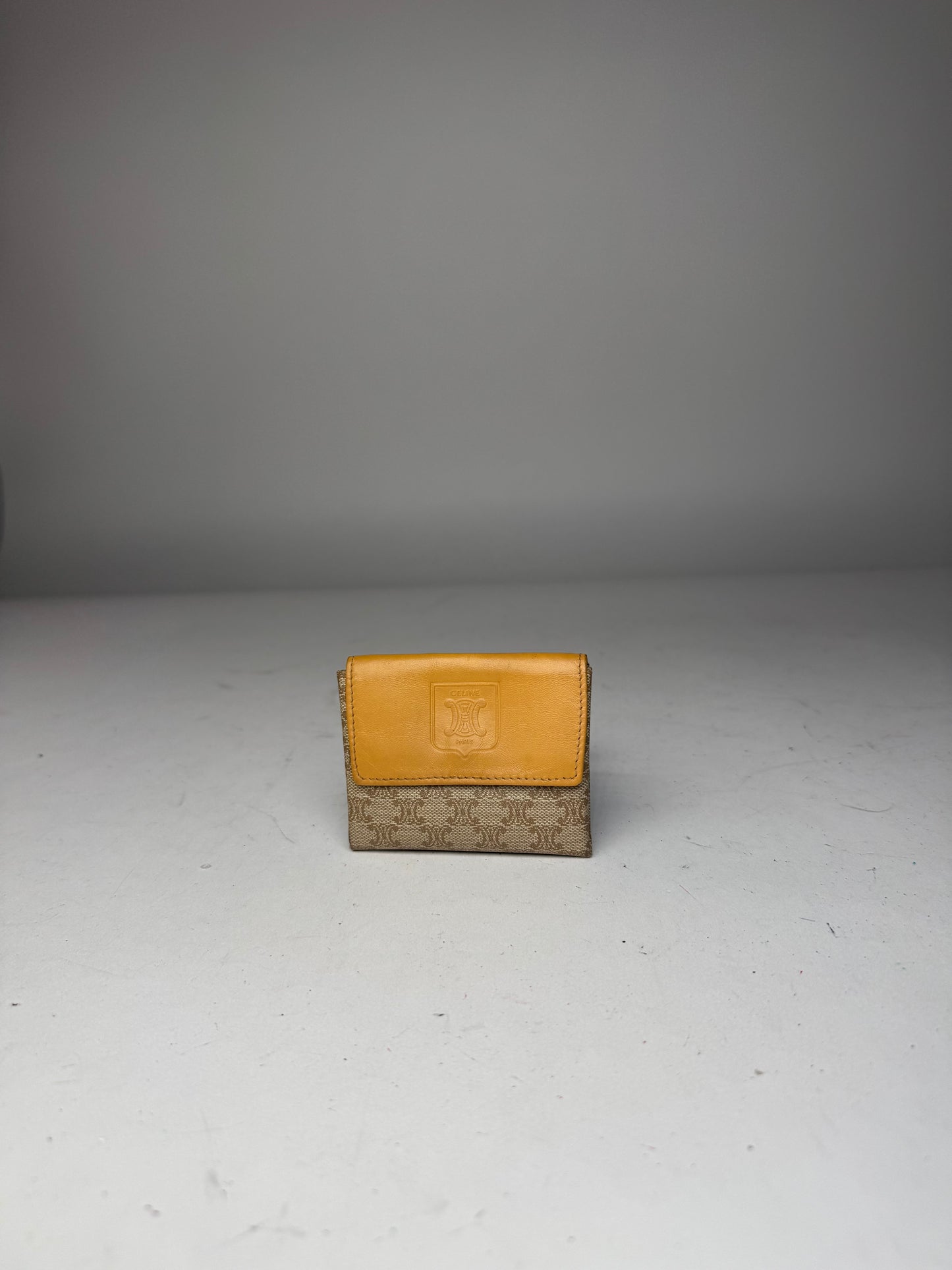 Vintage Celine Paris Leather Purse beige Yellow