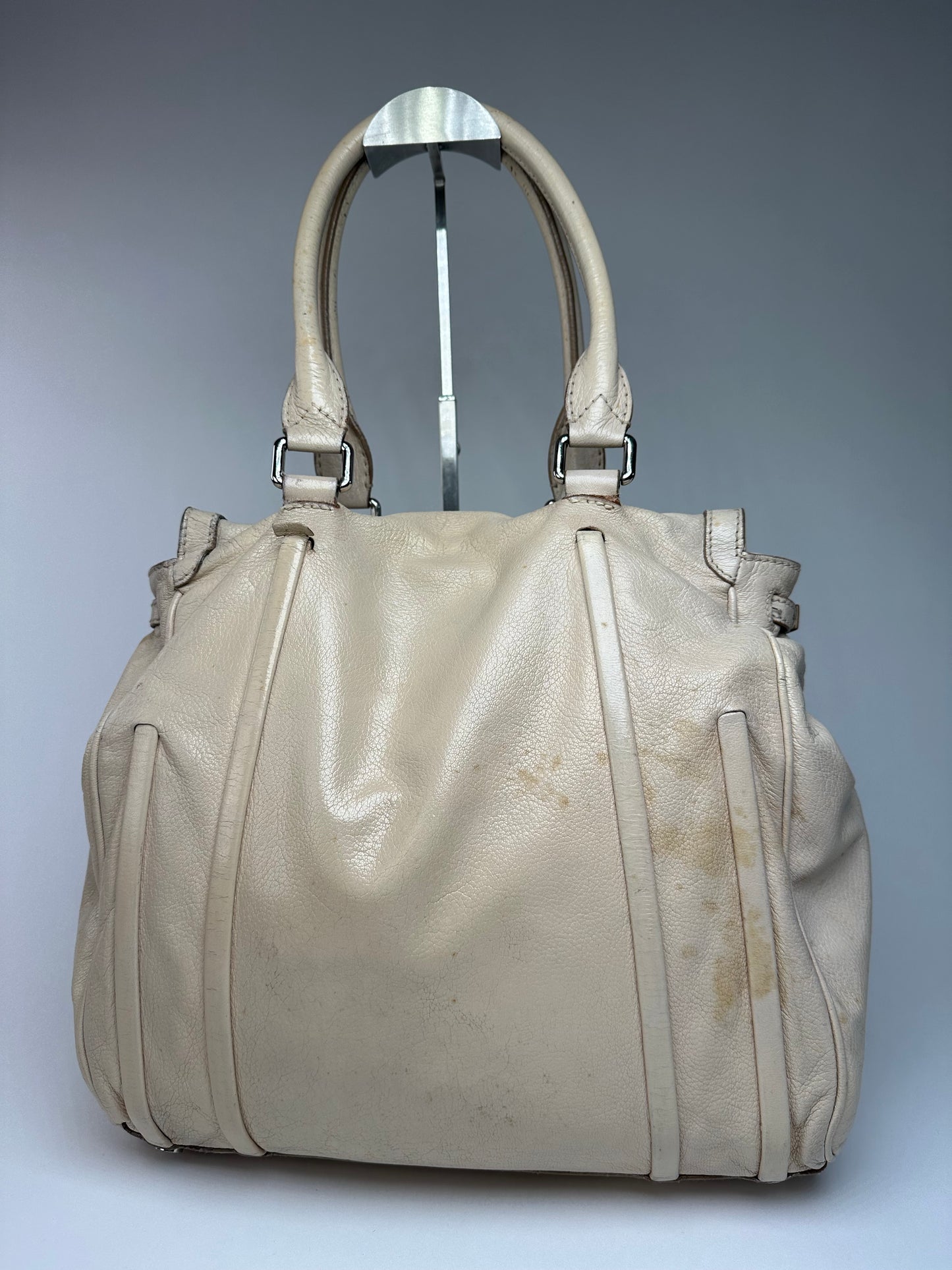 Vintage Celine Paris Leather Handbag Grey