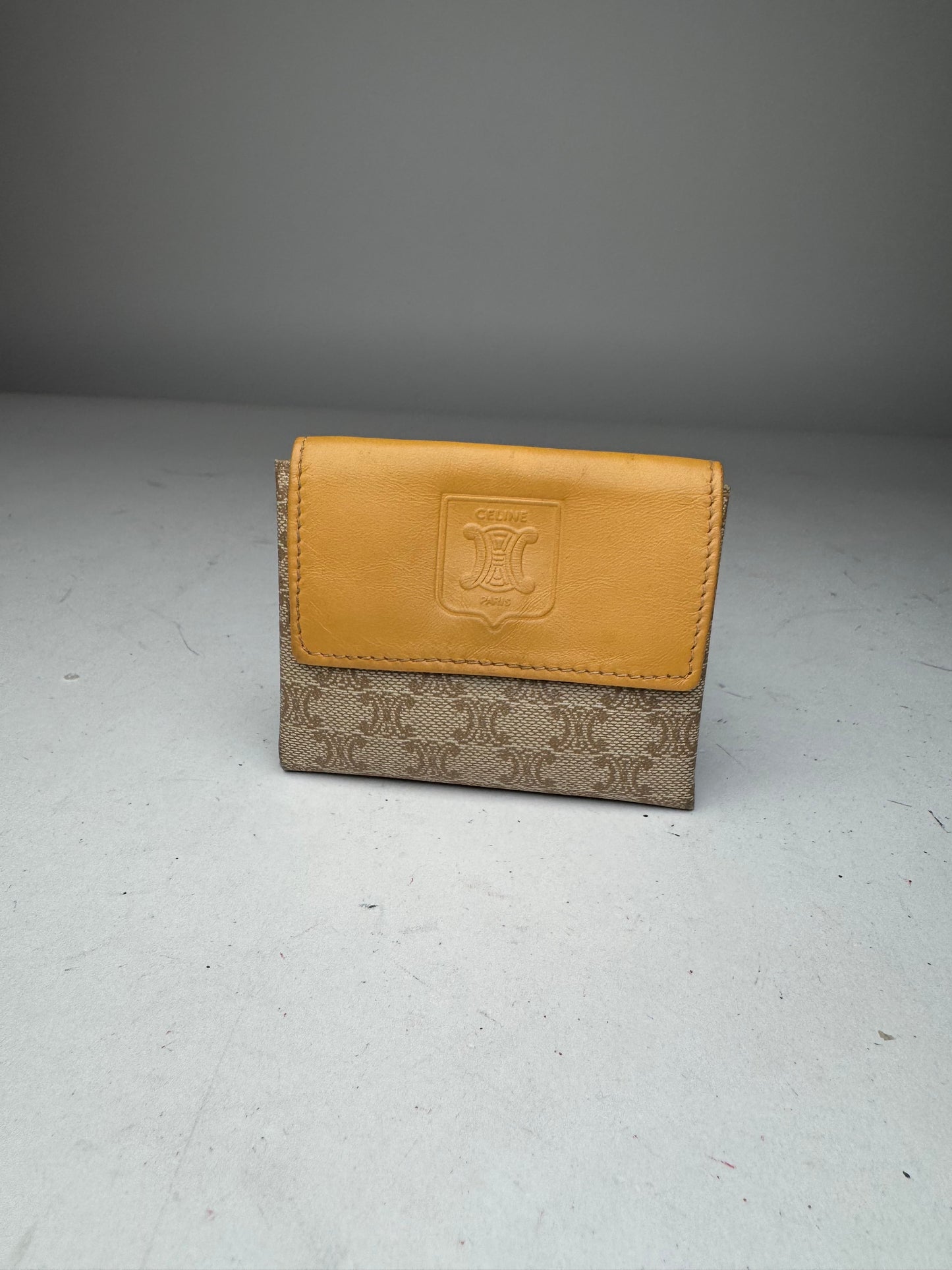 Vintage Celine Paris Leather Purse beige Yellow