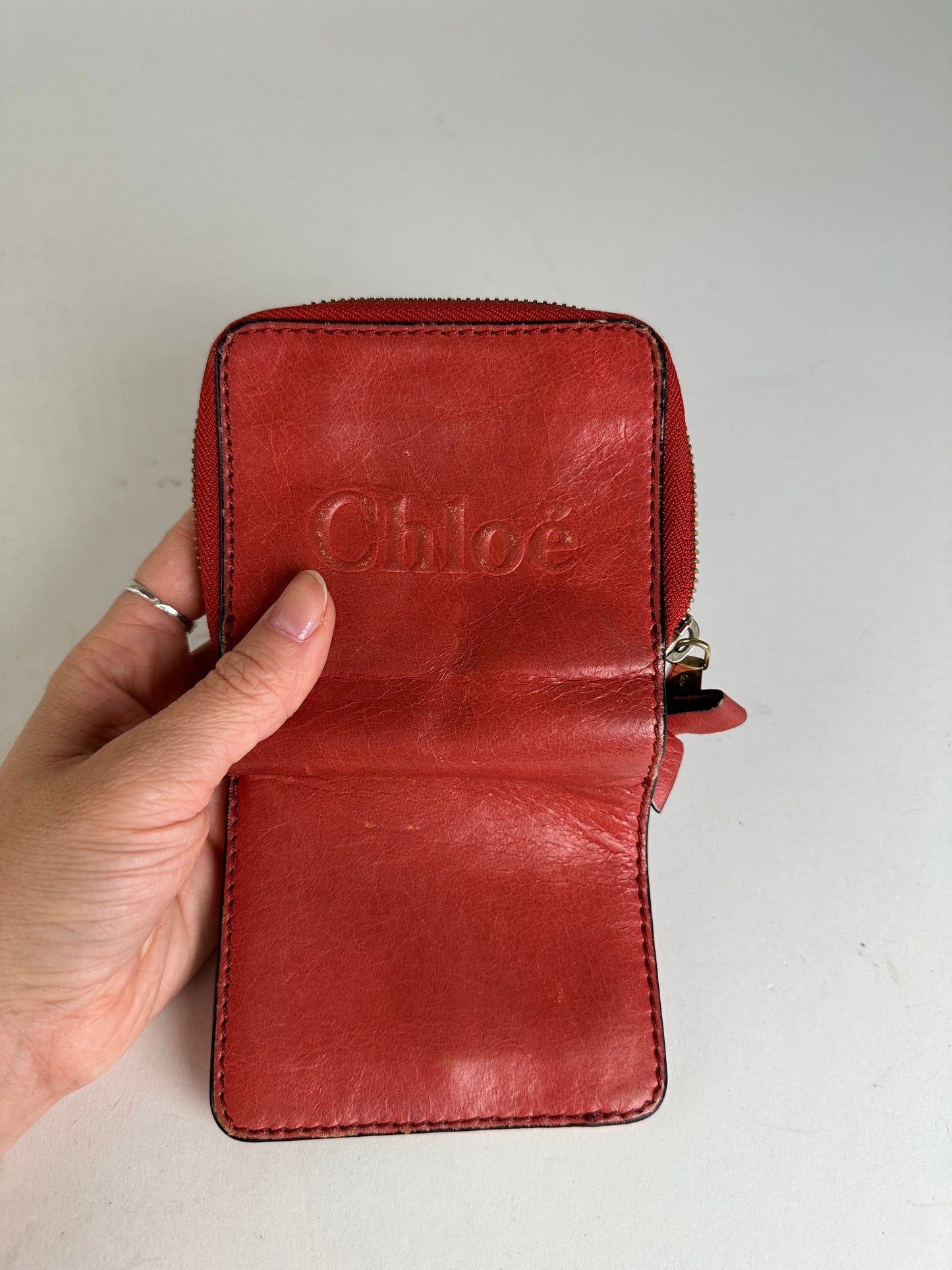 Vintage Chloe Leather Wallet / Card Holder Red