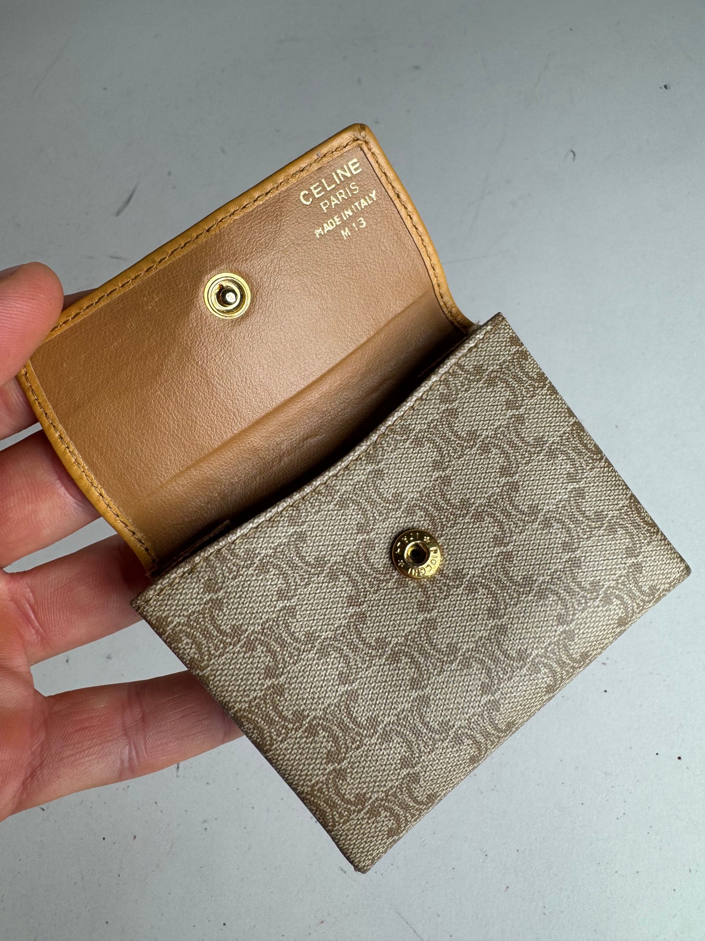 Vintage Celine Paris Leather Purse beige Yellow