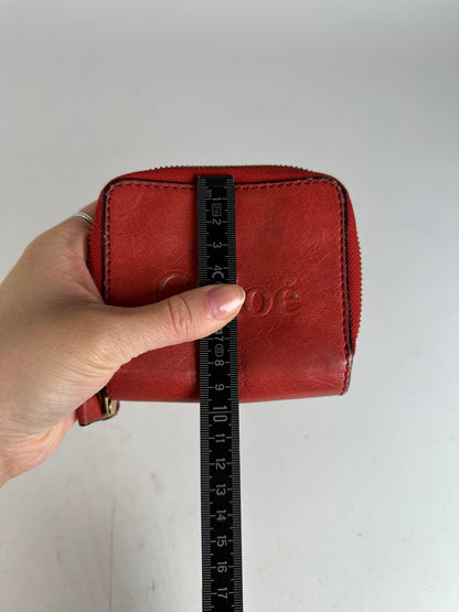 Vintage Chloe Leather Wallet / Card Holder Red