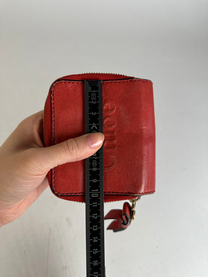 Vintage Chloe Leather Wallet / Card Holder Red