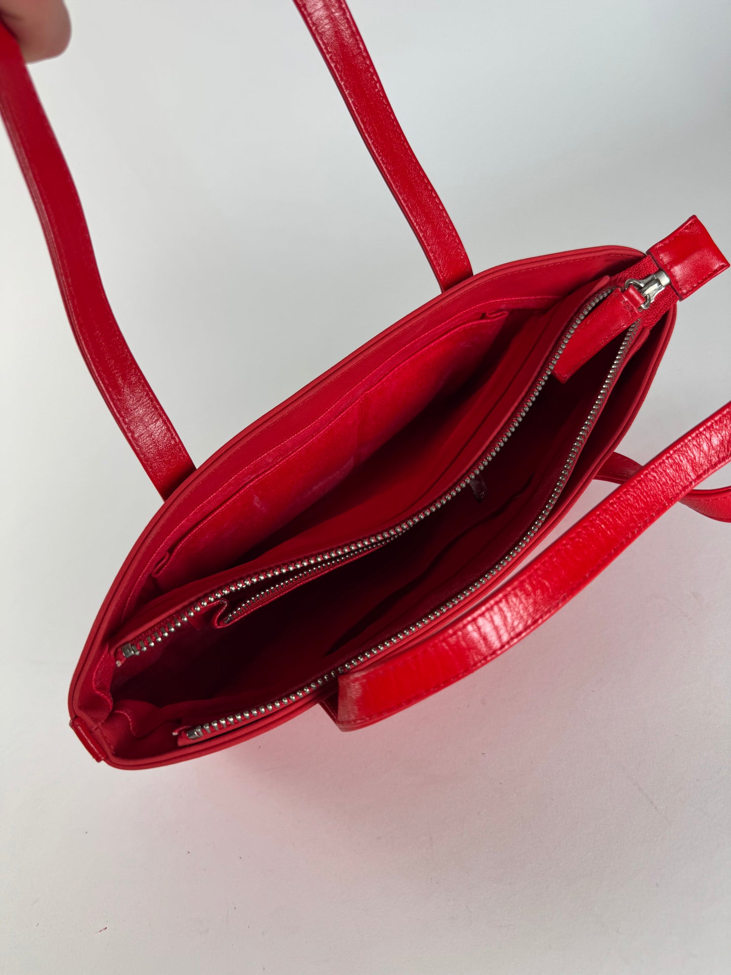 Vintage Courreges Polyester Patent Leather Handbag Red