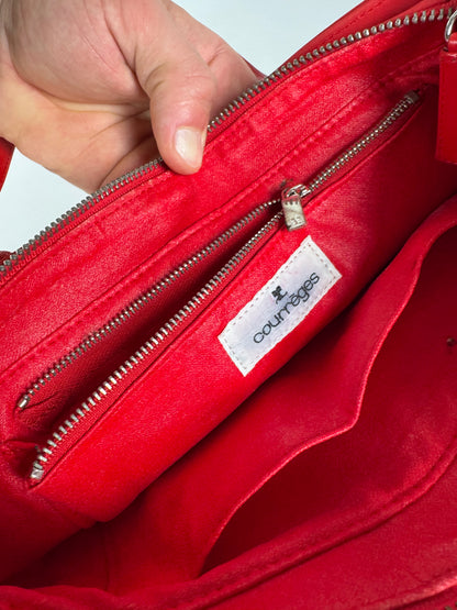 Vintage Courreges Polyester Patent Leather Handbag Red