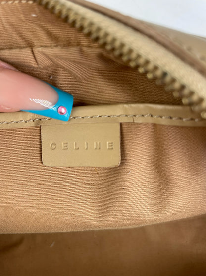 Celine Beige Leather Bowling Bag Embossed Logo Pattern