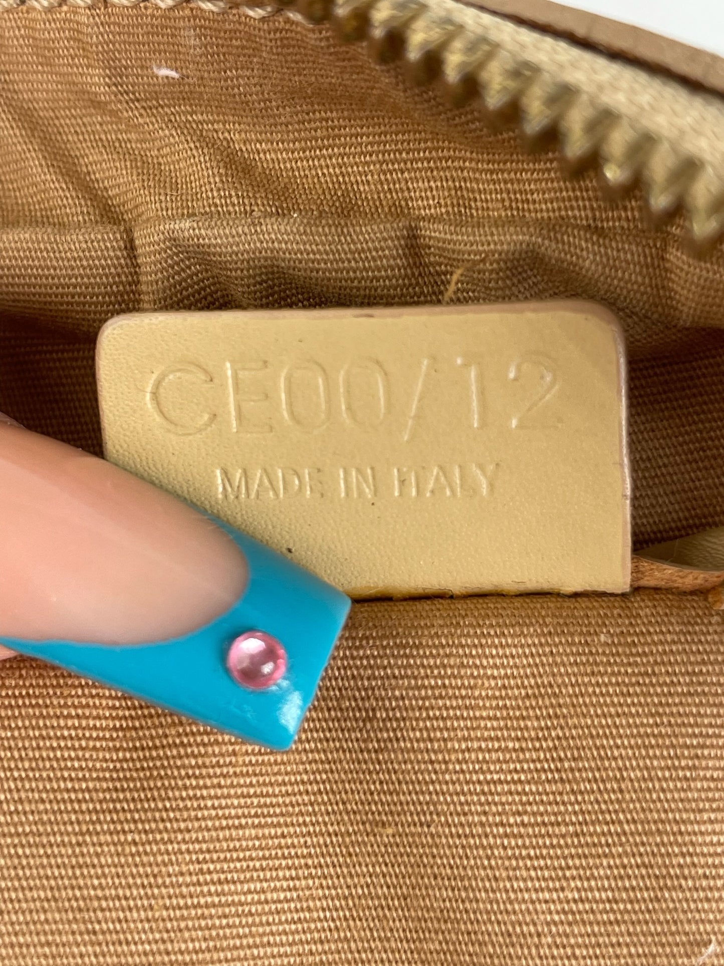 Celine Beige Leather Bowling Bag Embossed Logo Pattern