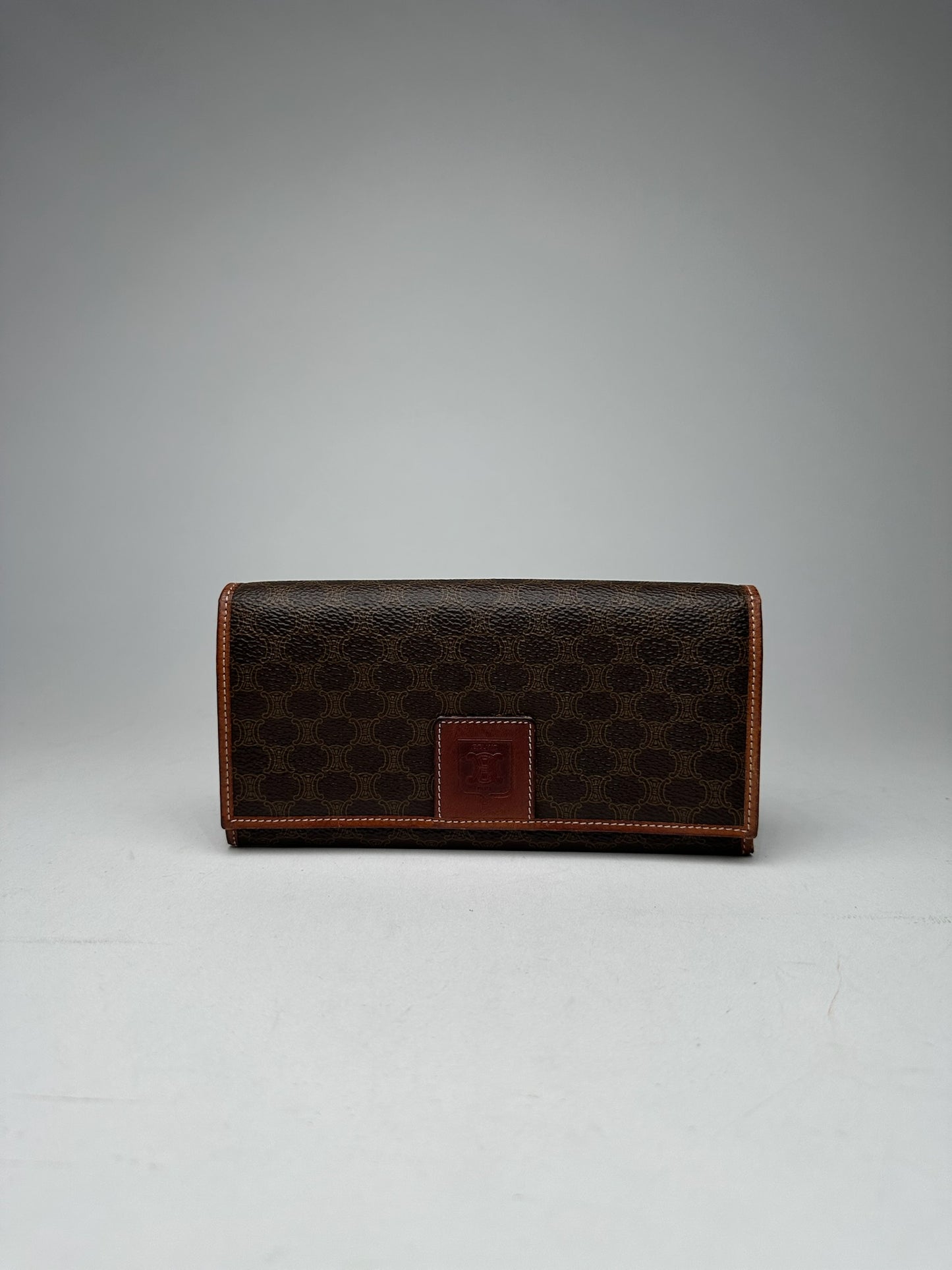 Vintage Celine monogram Leather Wallet Brown