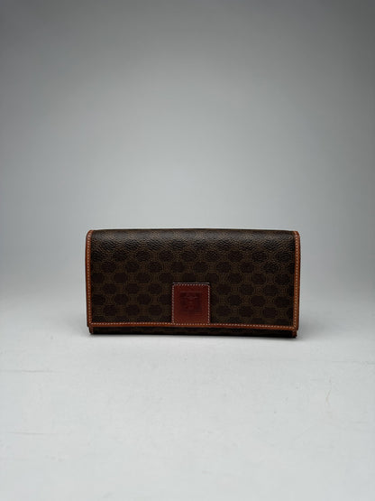 Vintage Celine monogram Leather Wallet Brown