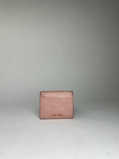Miu Miu Distressed Leather Wallet Pink