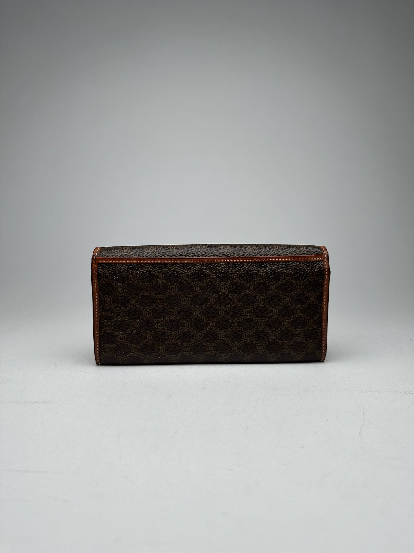 Vintage Celine monogram Leather Wallet Brown