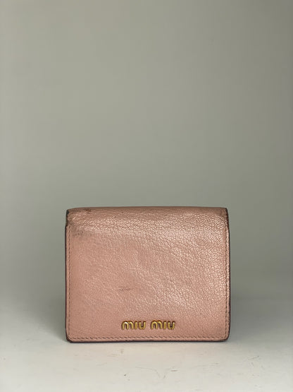 Miu Miu Distressed Leather Wallet Pink