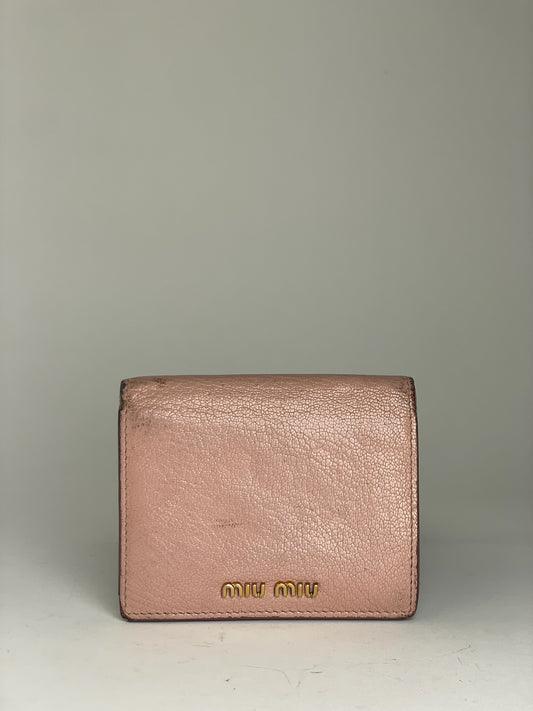 Miu Miu Distressed Leather Wallet Pink