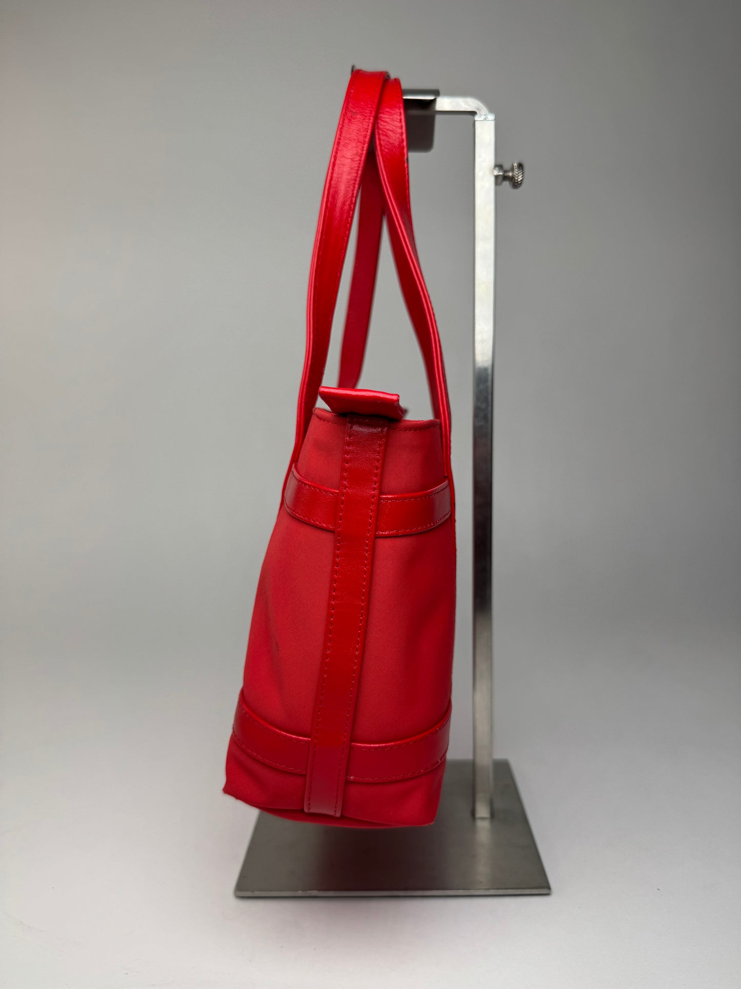 Vintage Courreges Polyester Patent Leather Handbag Red
