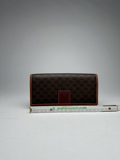 Vintage Celine monogram Leather Wallet Brown
