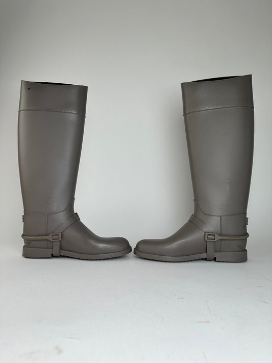 Vintage Givenchy Rubber Riding Boots Taupe EU37