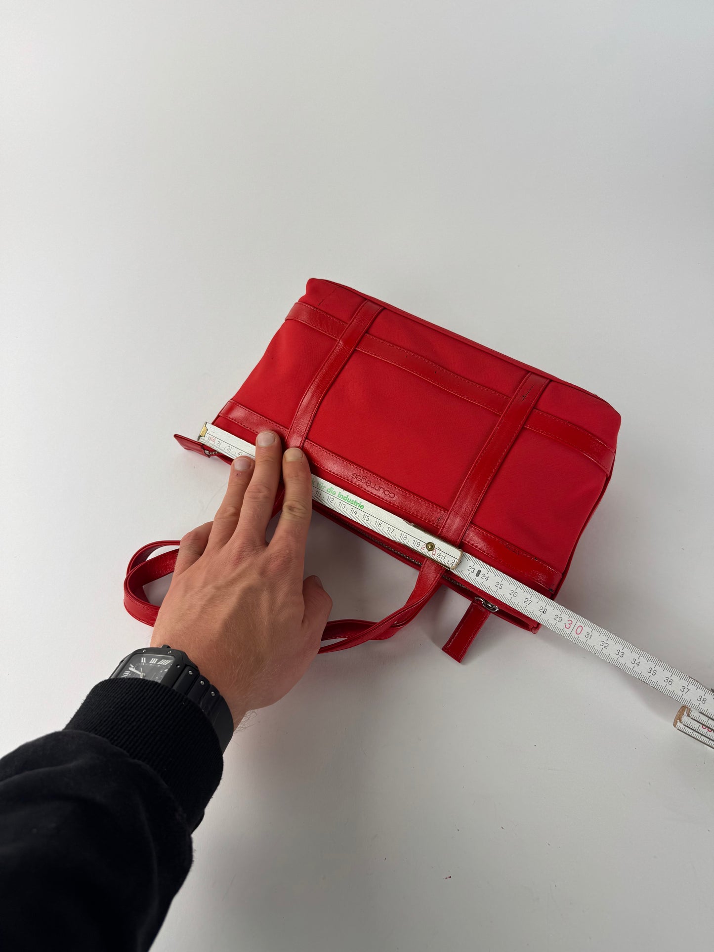 Vintage Courreges Polyester Patent Leather Handbag Red