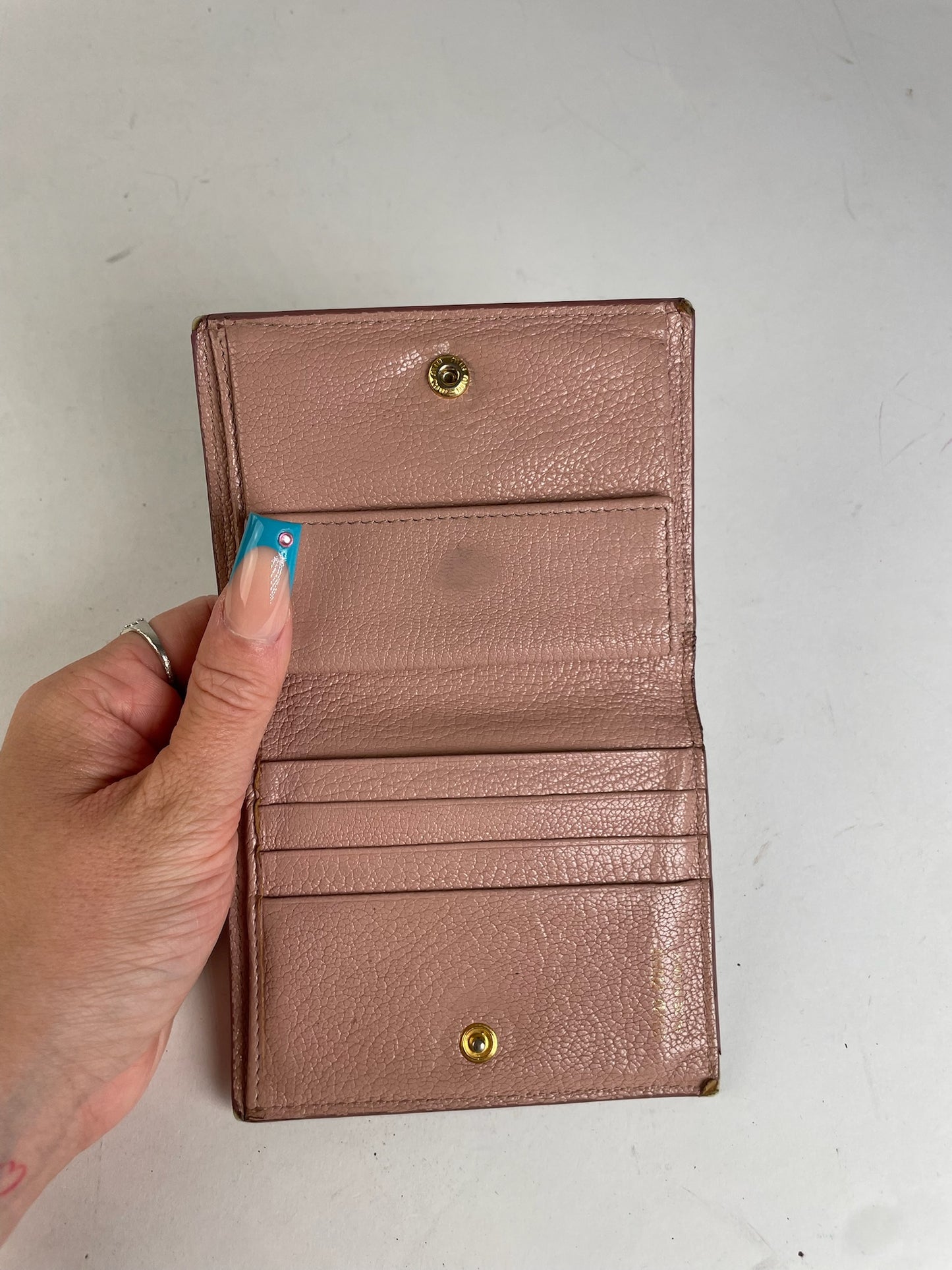 Miu Miu Distressed Leather Wallet Pink