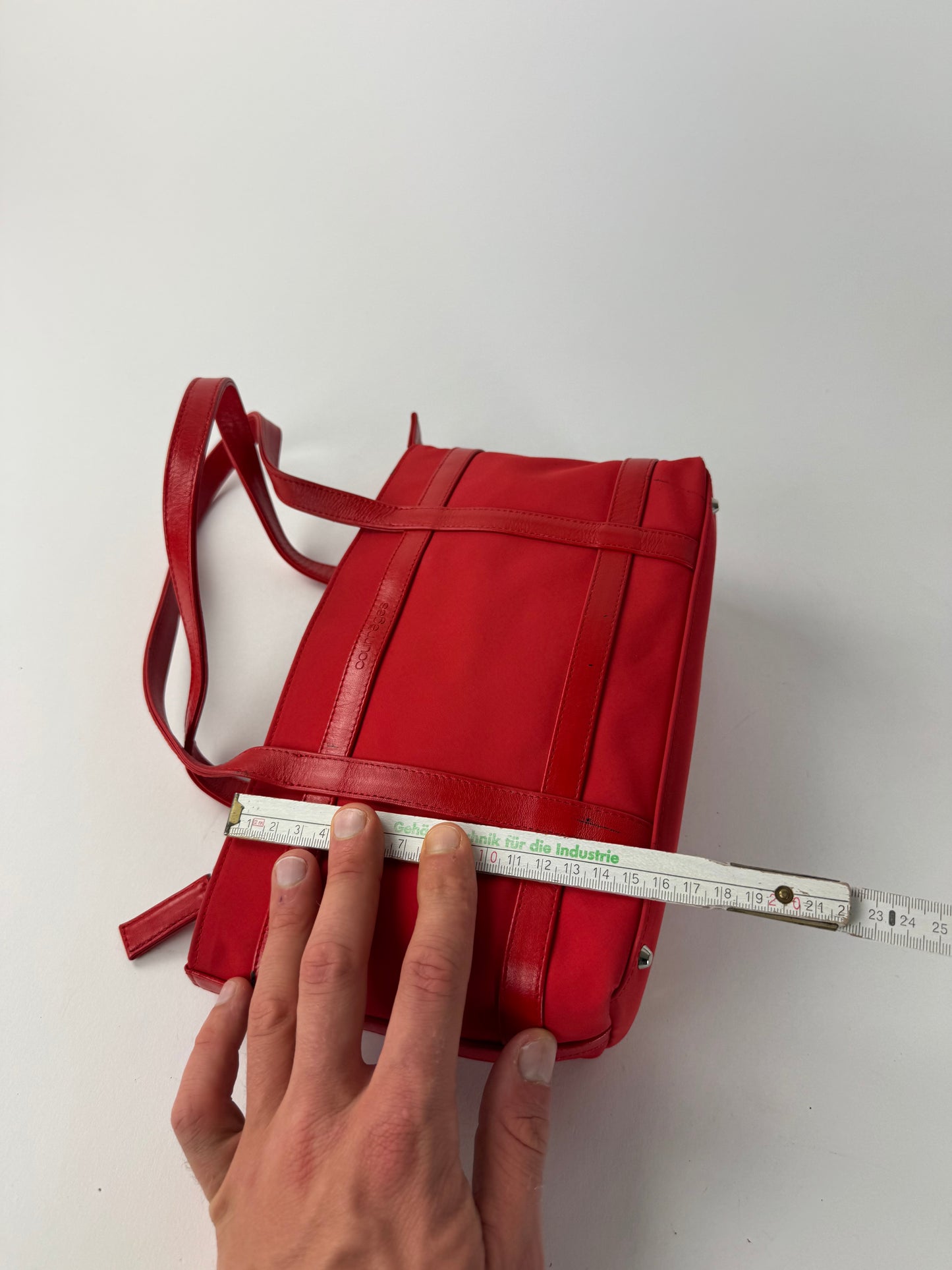 Vintage Courreges Polyester Patent Leather Handbag Red