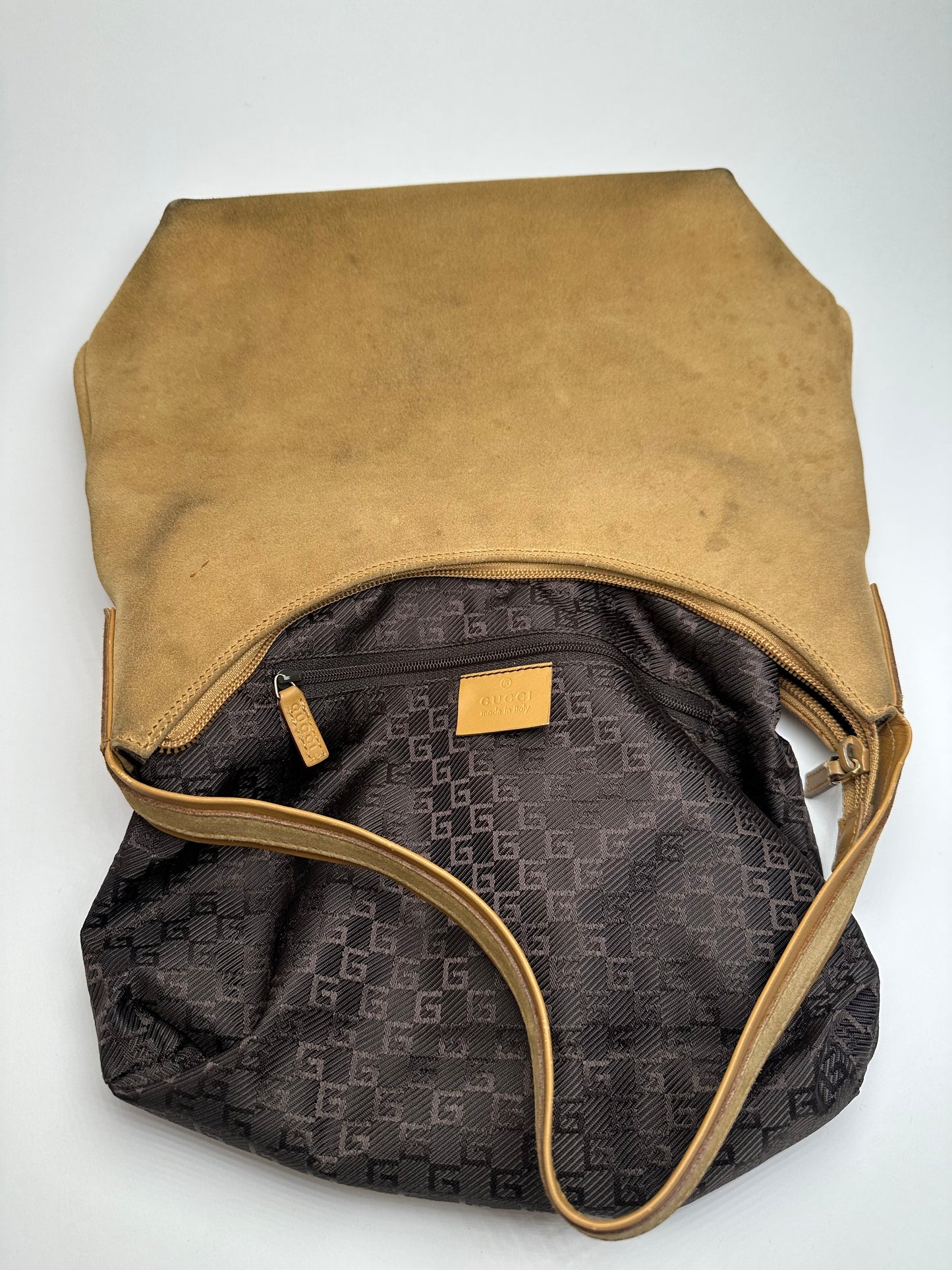 Vintage Gucci Suede Leather Hand Bag Brown