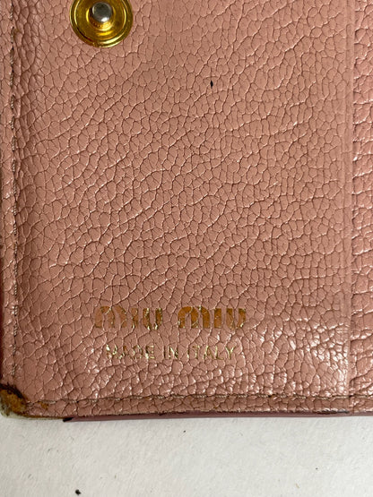 Miu Miu Distressed Leather Wallet Pink