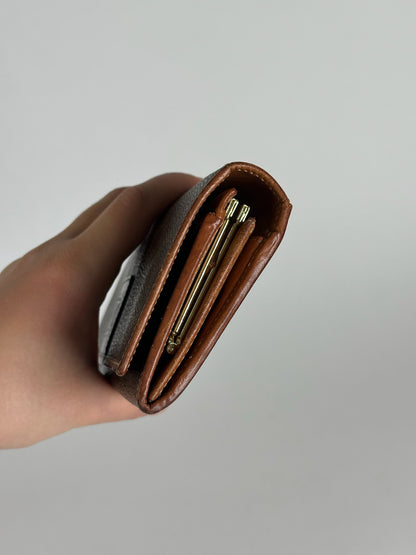 Vintage Celine monogram Leather Wallet Brown