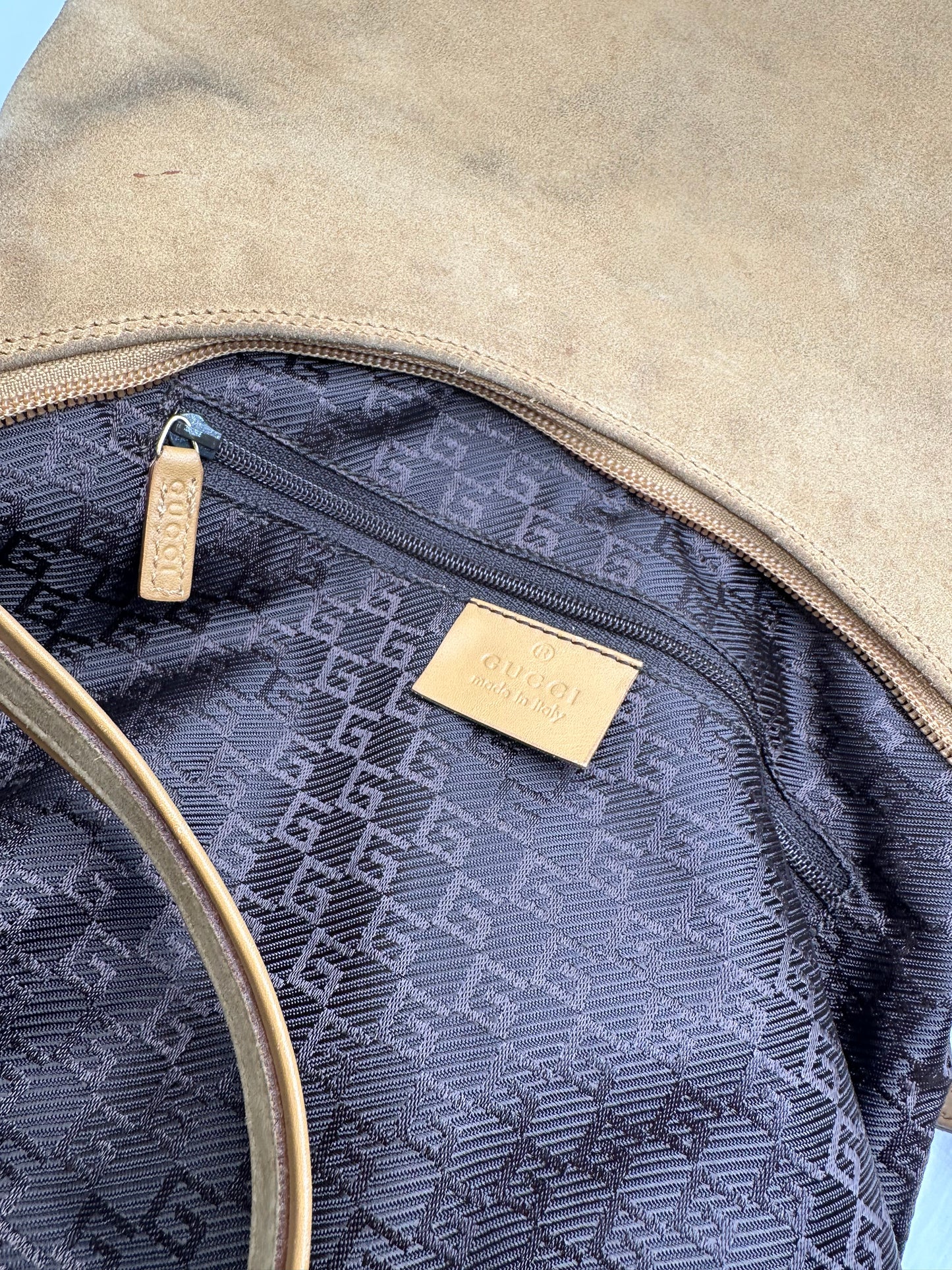 Vintage Gucci Suede Leather Hand Bag Brown