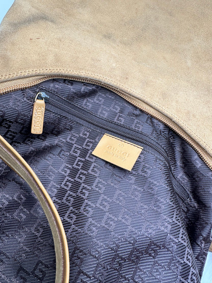 Vintage Gucci Suede Leather Hand Bag Brown