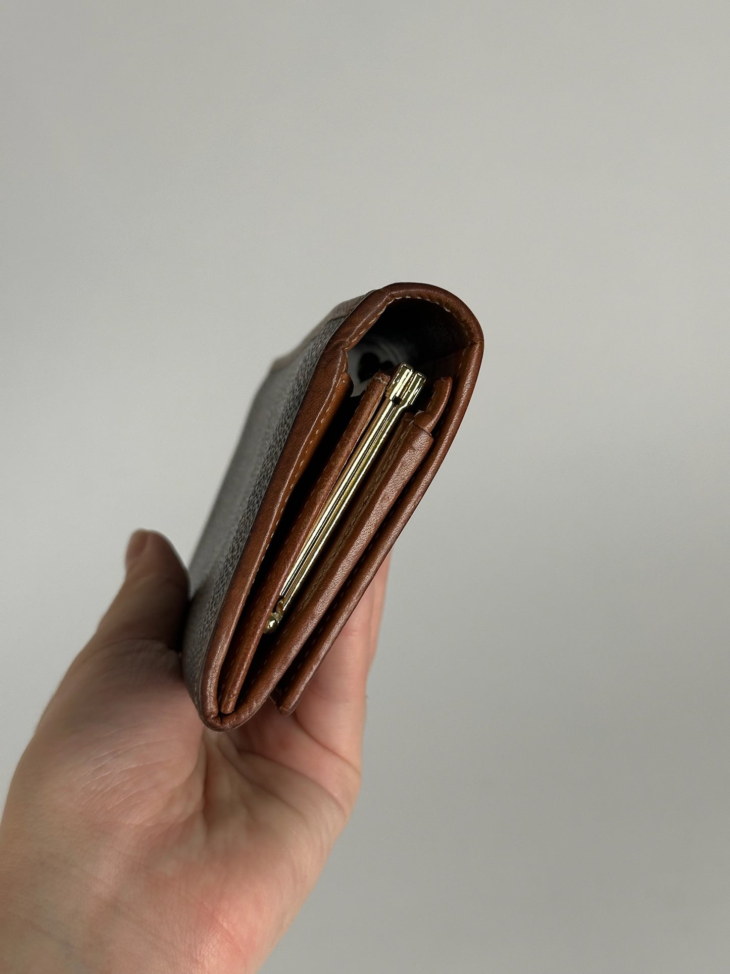 Vintage Celine monogram Leather Wallet Brown