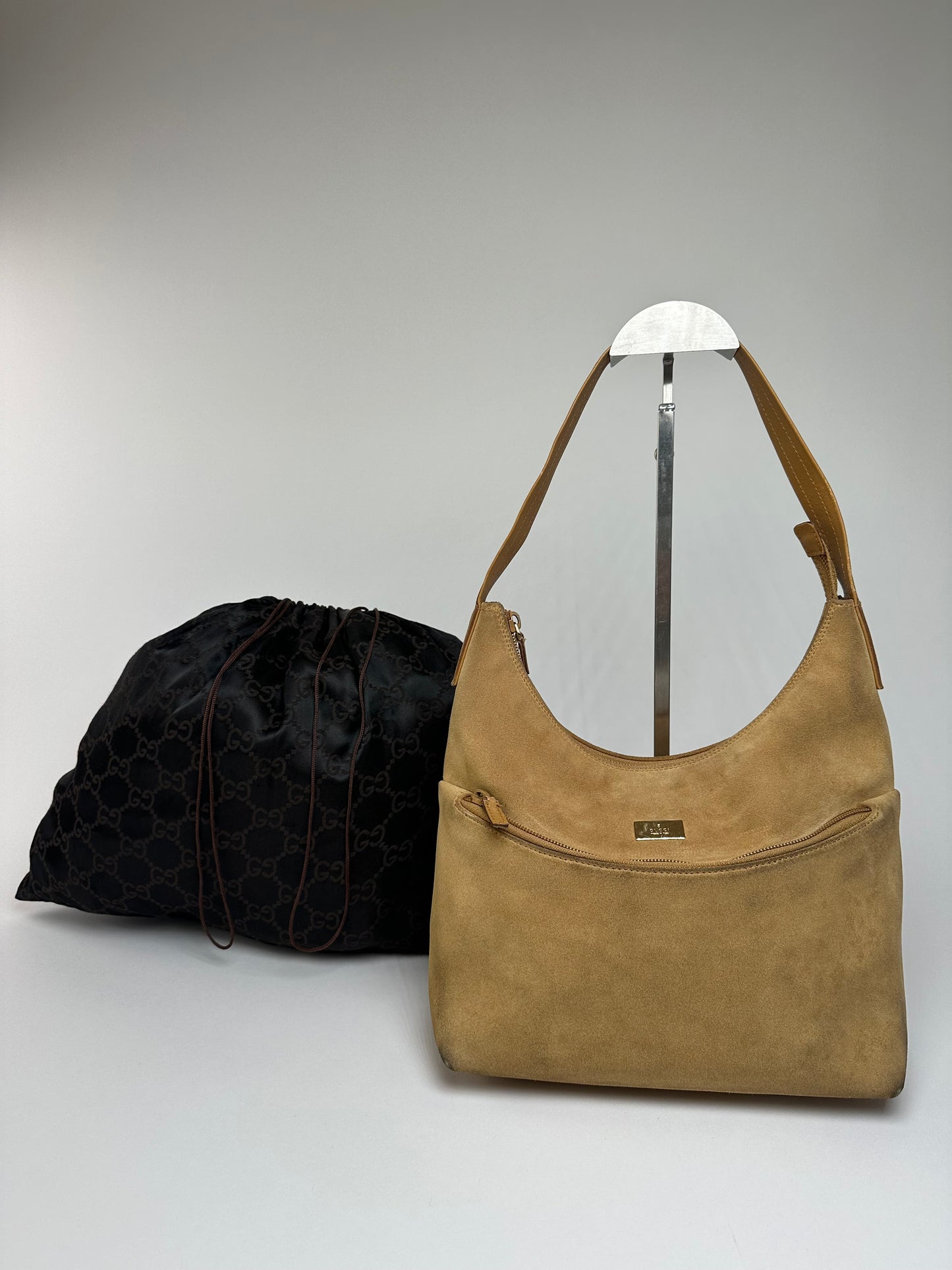Vintage Gucci Suede Leather Hand Bag Brown