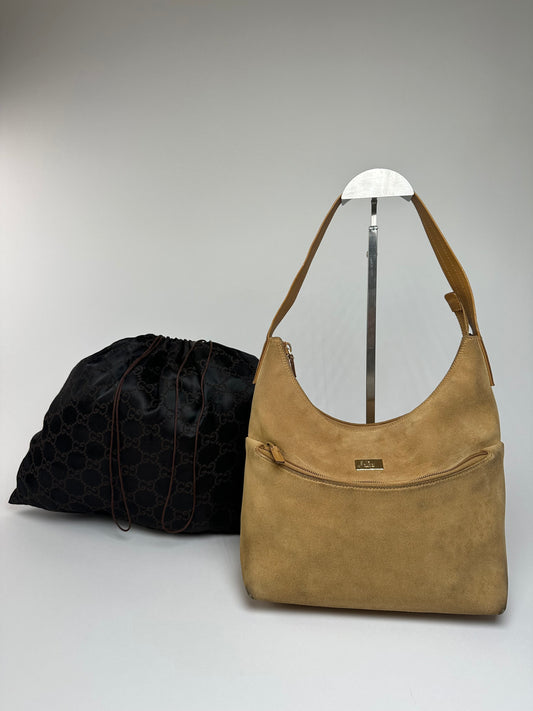 Vintage Gucci Suede Leather Hand Bag Brown