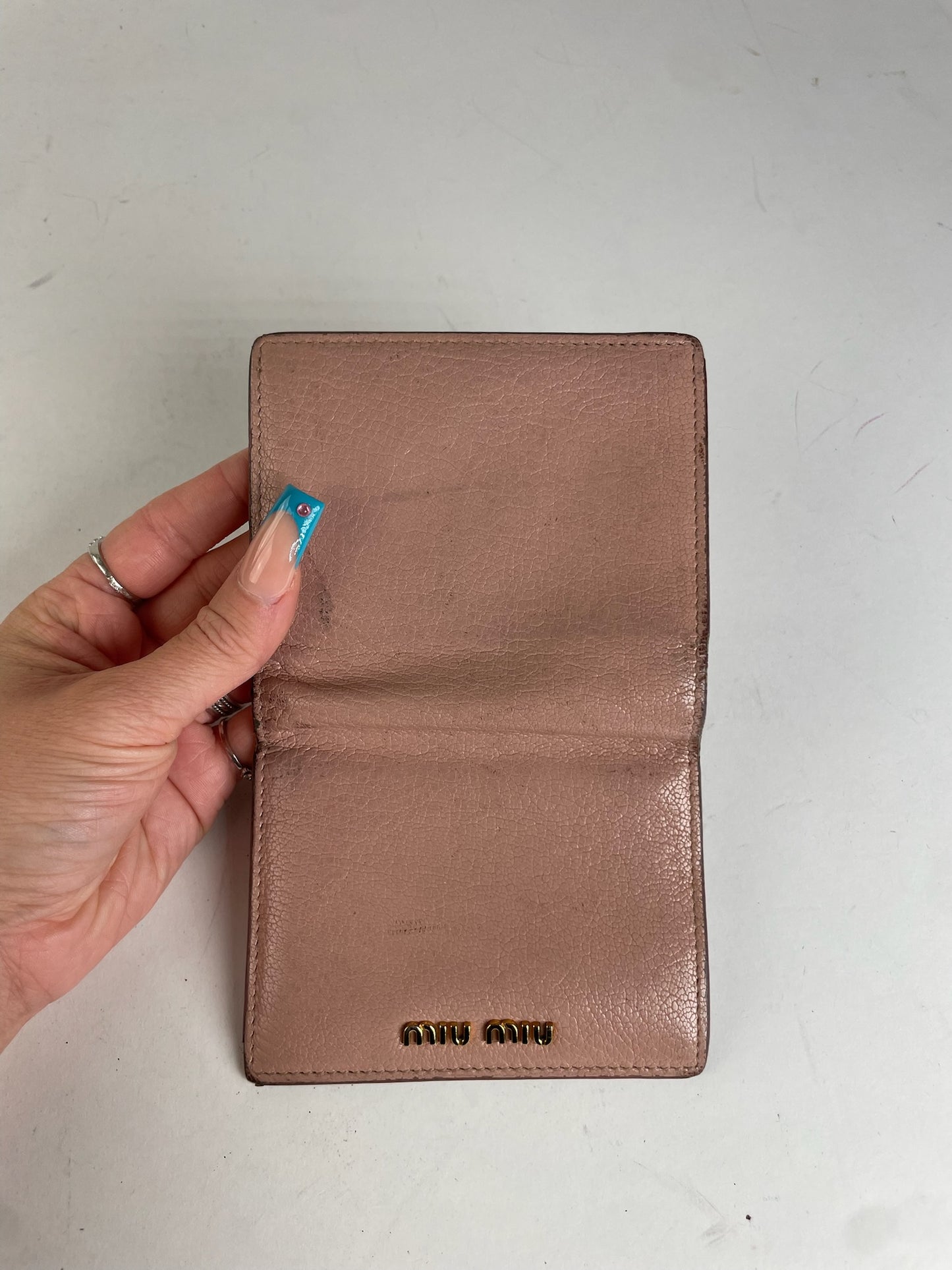 Miu Miu Distressed Leather Wallet Pink