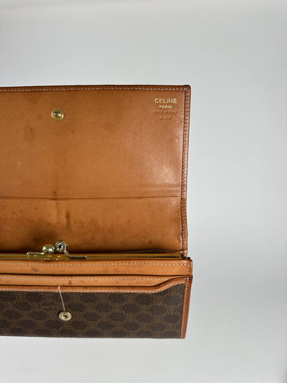 Vintage Celine monogram Leather Wallet Brown