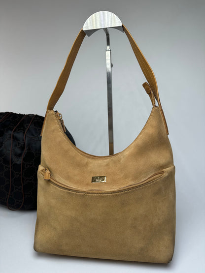 Vintage Gucci Suede Leather Hand Bag Brown