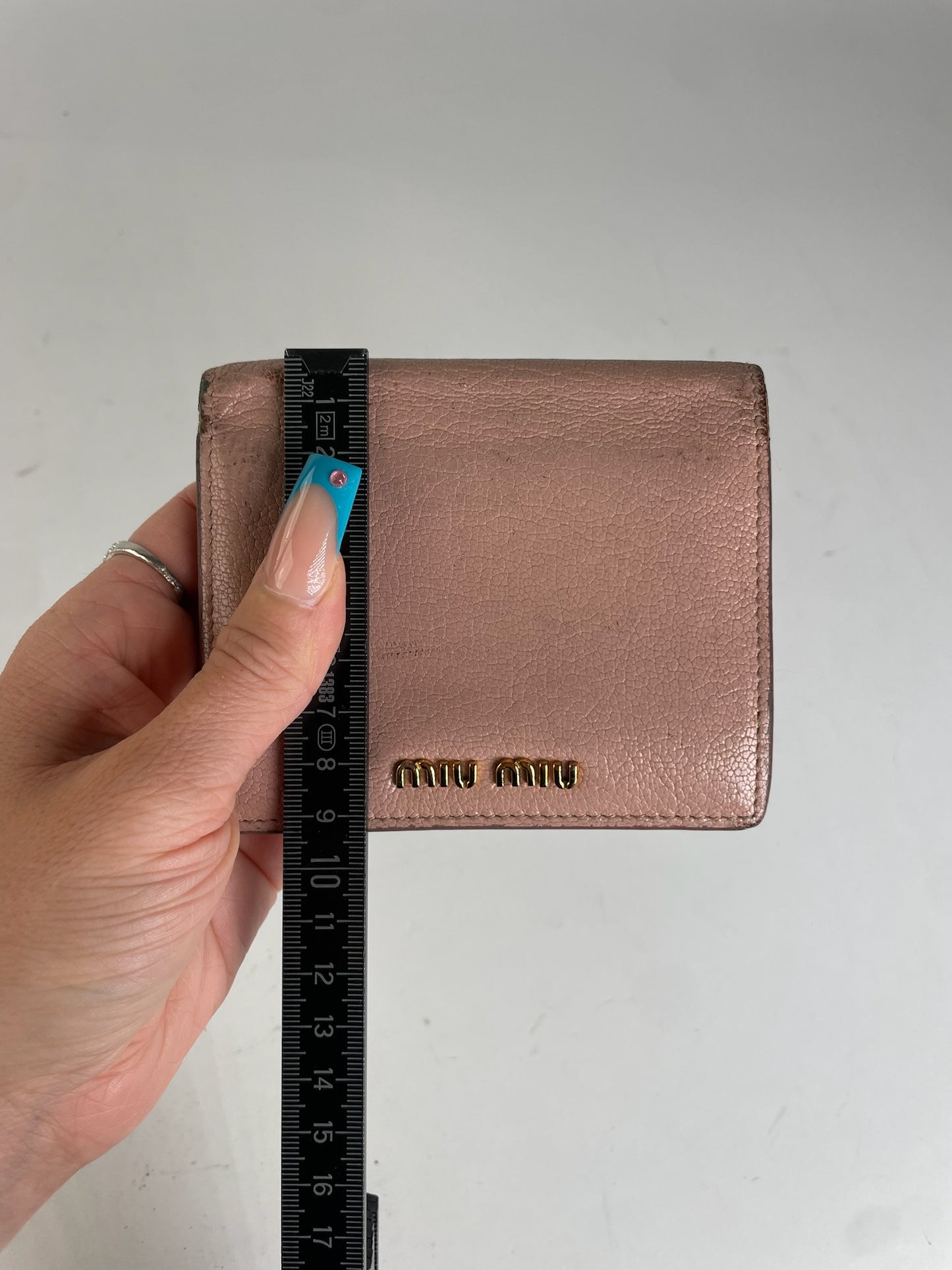 Miu Miu Distressed Leather Wallet Pink