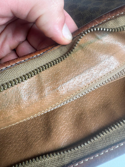 Pochette vintage Celine Paris en cuir monogramme marron