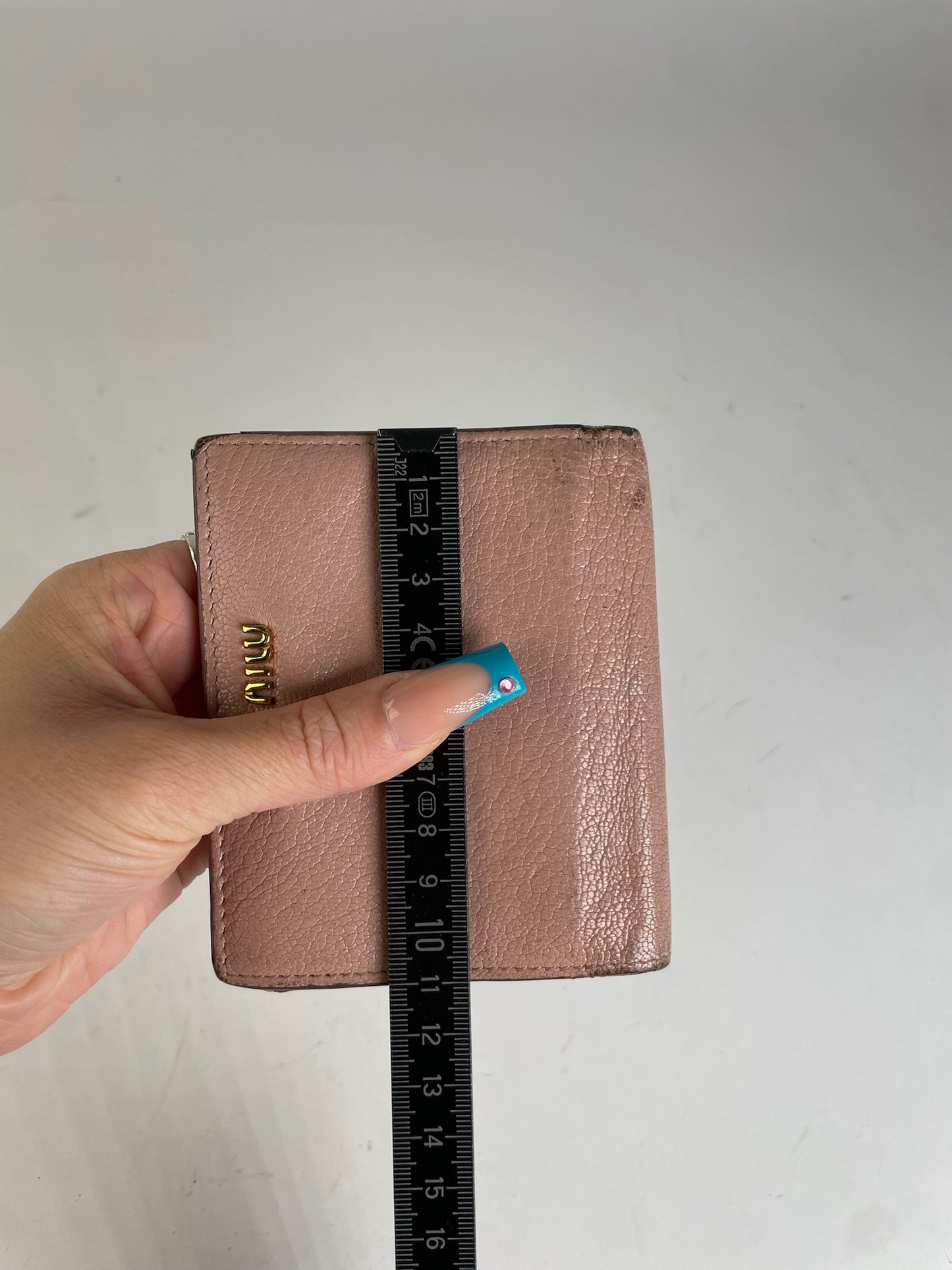 Miu Miu Distressed Leather Wallet Pink