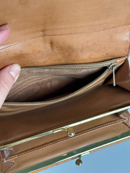 Vintage Celine monogram Leather Wallet Brown