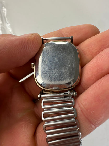 Vintage Saint Laurent Stainless Steel Bracelet Watch Black Silver