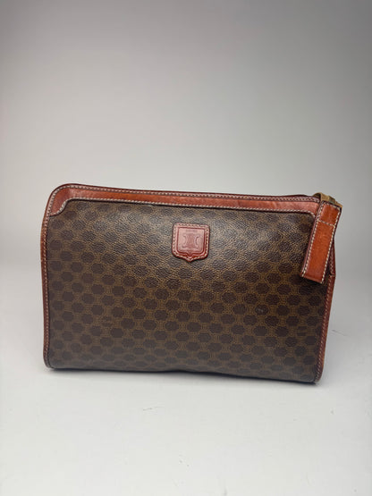 Pochette vintage Celine Paris en cuir monogramme marron