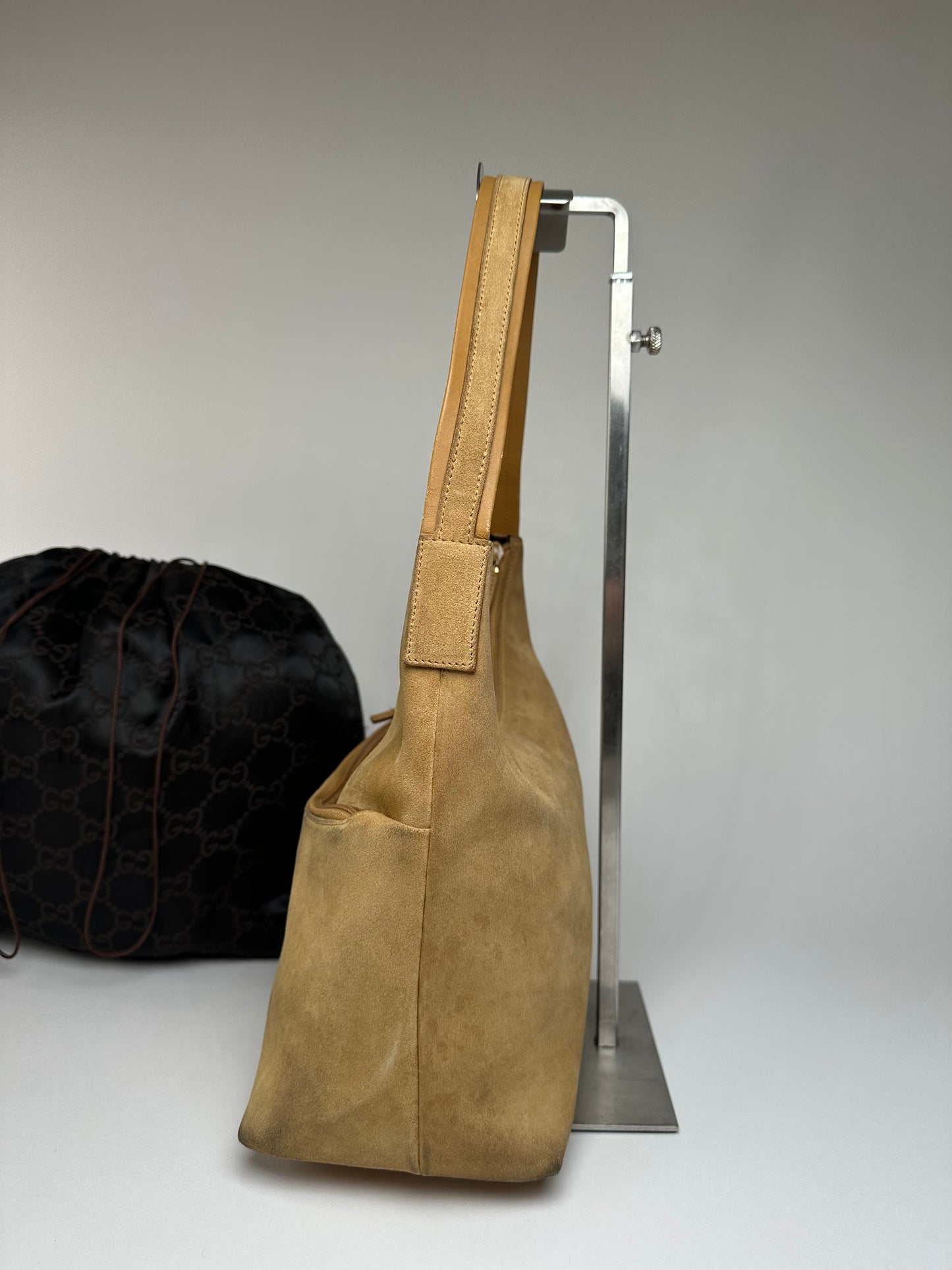 Vintage Gucci Suede Leather Hand Bag Brown