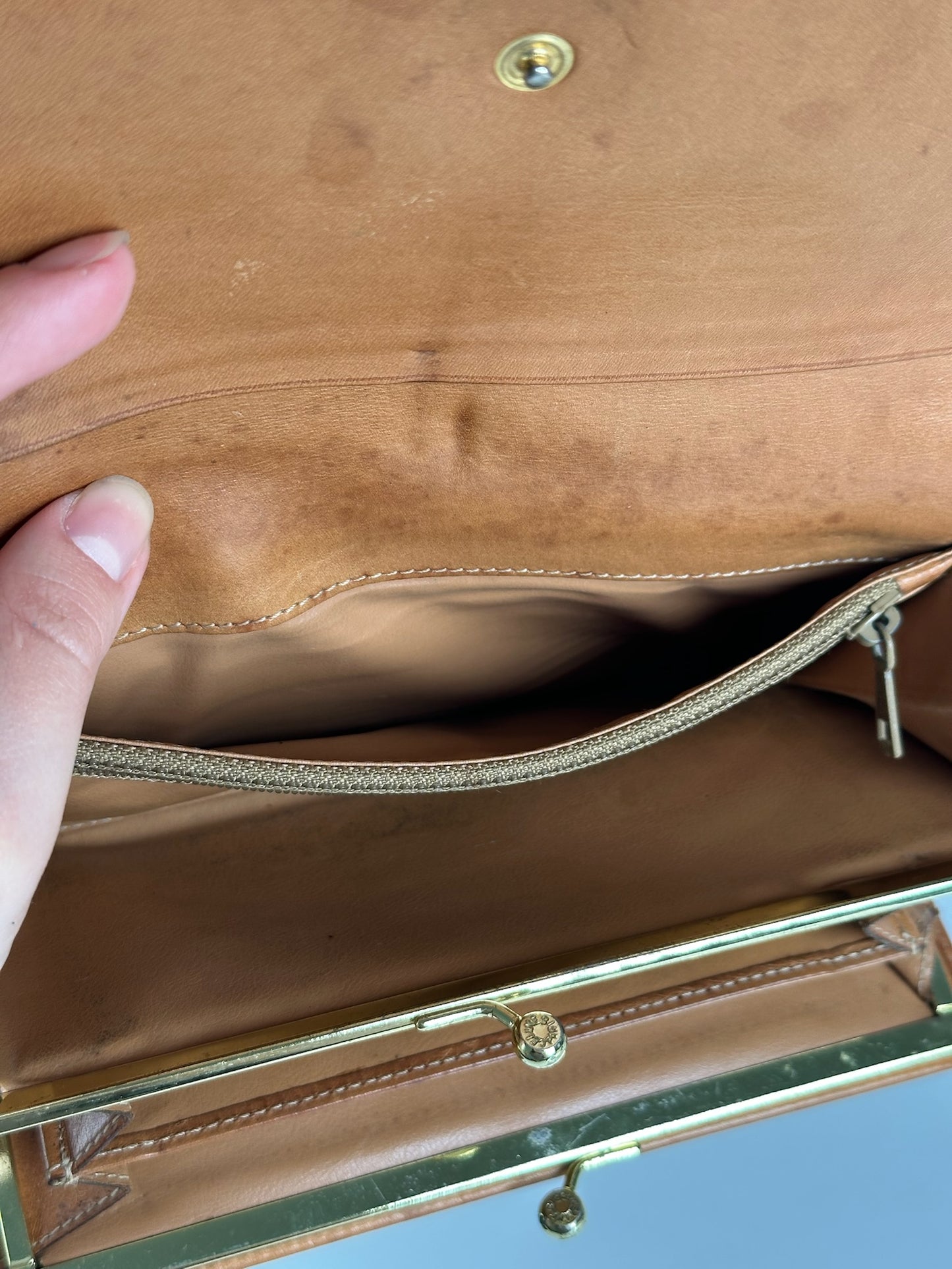 Vintage Celine monogram Leather Wallet Brown