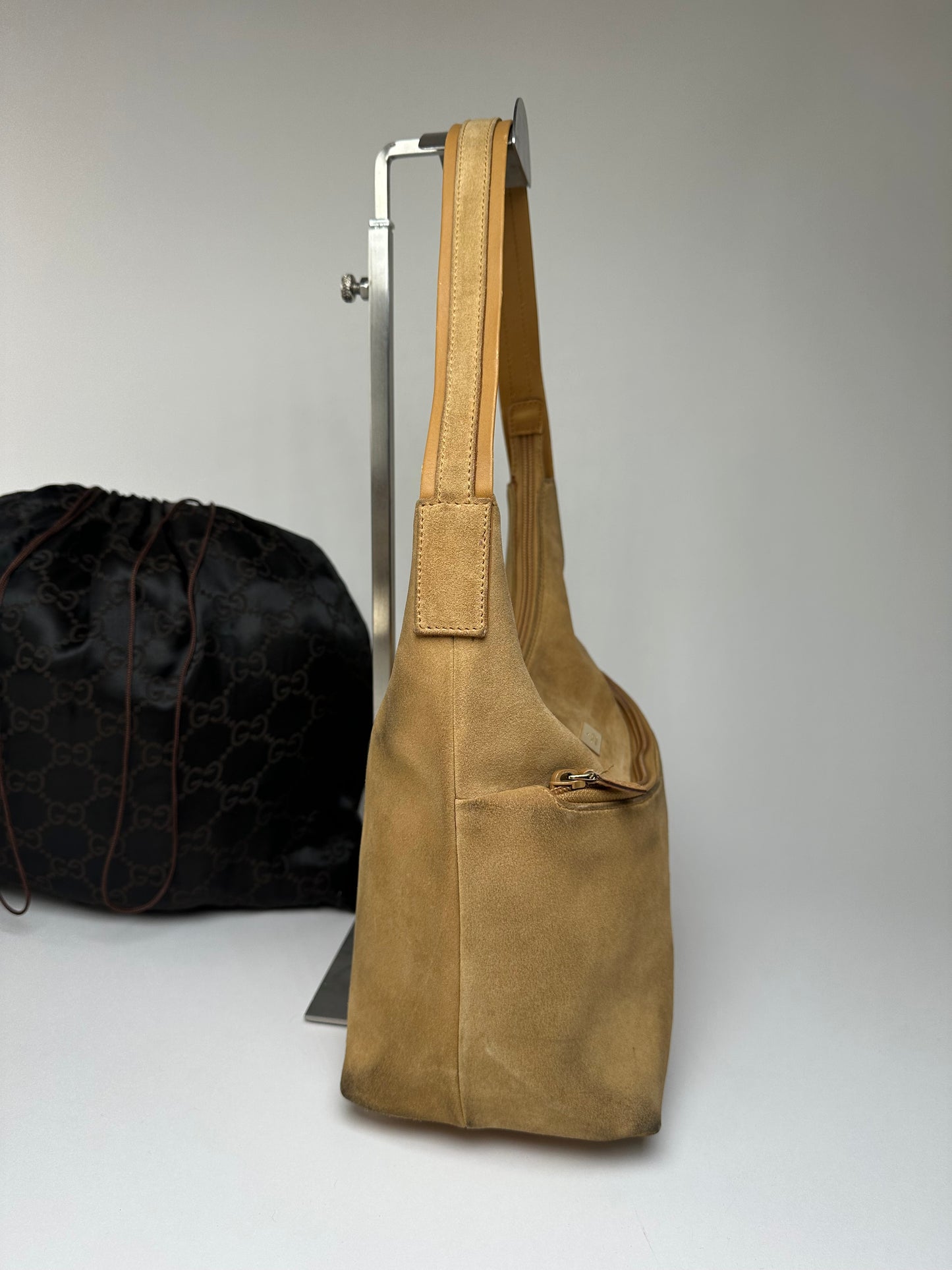 Vintage Gucci Suede Leather Hand Bag Brown